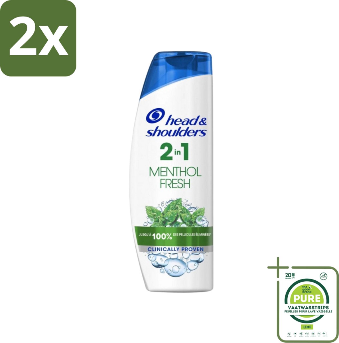 Head & Shoulders - 2in1 Anti-Roos Shampoo & Conditioner - Menthol Fresh - 270 ml - Voordeelverpakking - 2 stuks - Anti-Roos Shampoo - Roos shampoo
