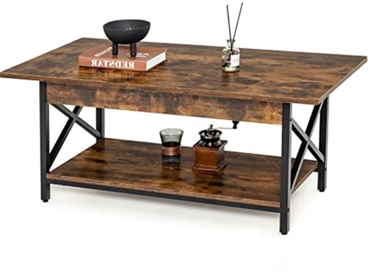 Industriële salontafel met grote lade - Scandinavische stijl - 110 x 60 x 48 cm