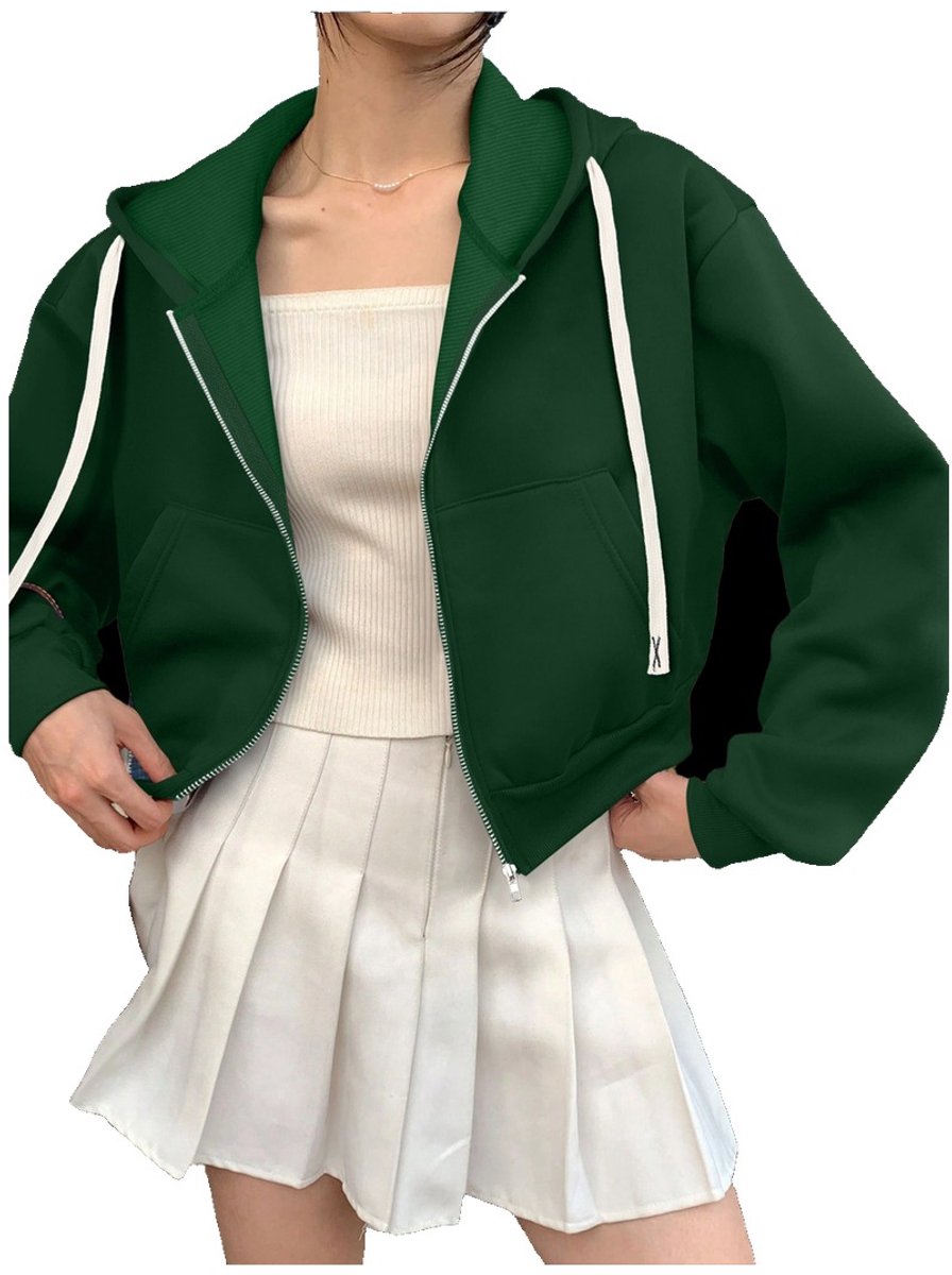Currero Vest Dames Met Rits Sweater Cardigan Gebreid Sweaters Hoodie Warme Trui Lange Mouw Donkergroen