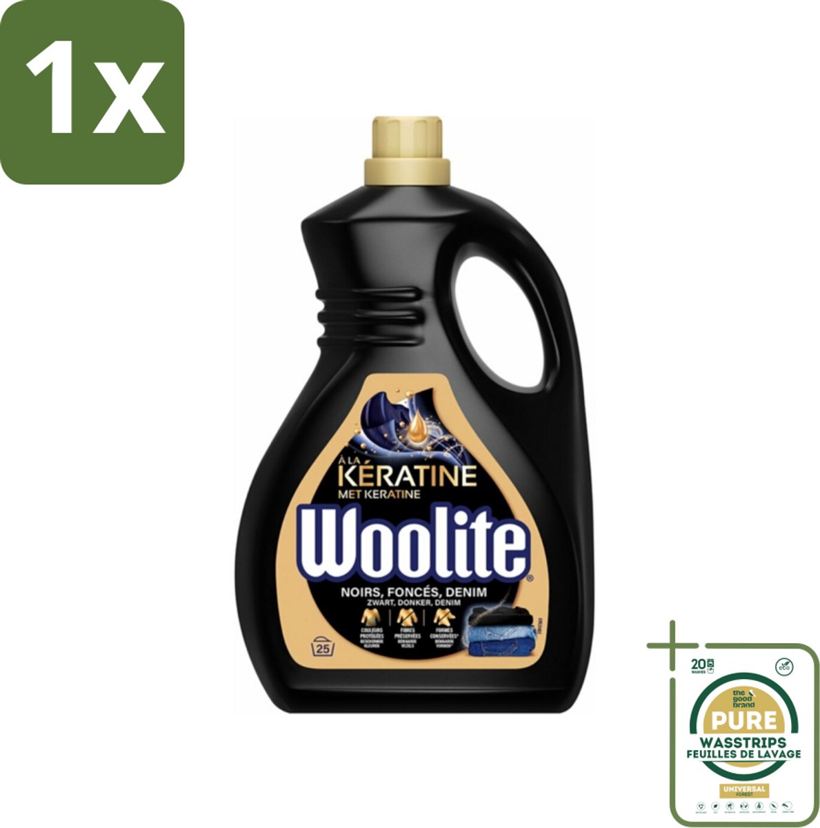 1 x Woolite Dark - Vloeibaar Wasmiddel - Met Keratine - Donkere & Denim Was - 25 Wasbeurten - 1,5L- Donker Wasmiddel - Denim Wasmiddel - Kleurbeschermend Wasmiddel - Keratine Wasmiddel - Wasmiddel Voor Donkere Kleding