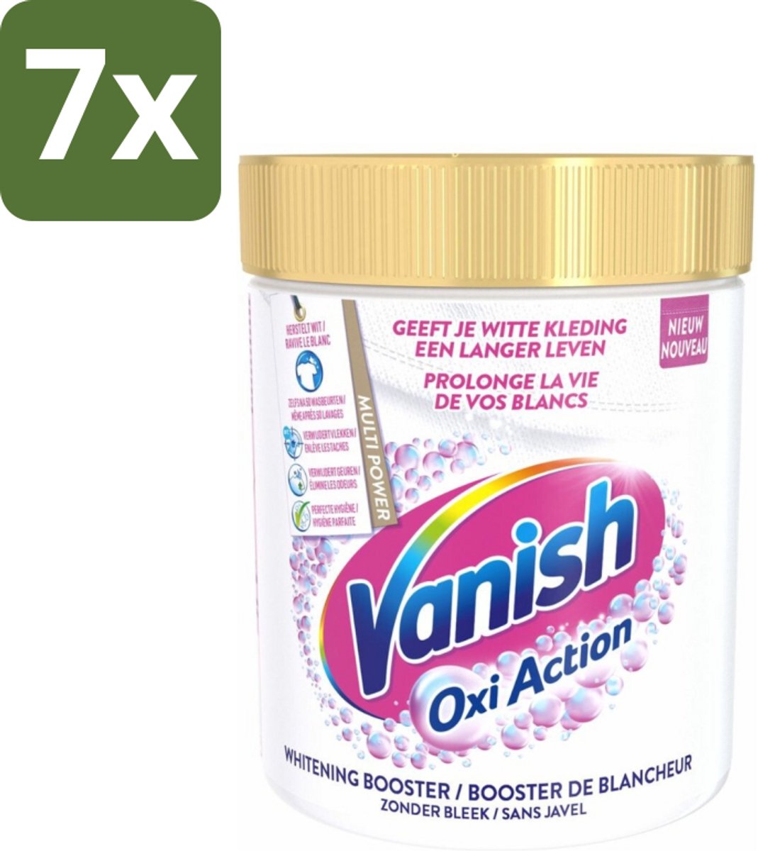 7 x Vanish Oxi Action - Vlekkenverwijderaar Poeder - Zonder Bleek - Witte Was - 550 Gram - Vlekkenverwijderaar - Witte Was - Bleekvrije Was - Wasmiddel - Wasgeleid