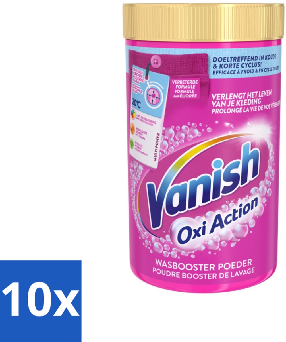 10 x Vanish Oxi Action - Vlekkenverwijderaar - Wasbooster - Gekleurde Was - 1.5 Kg - Vlekkenverwijderaar - Wasbooster - Gekleurde Was - Kleuroverdracht - Geurneutraliseren
