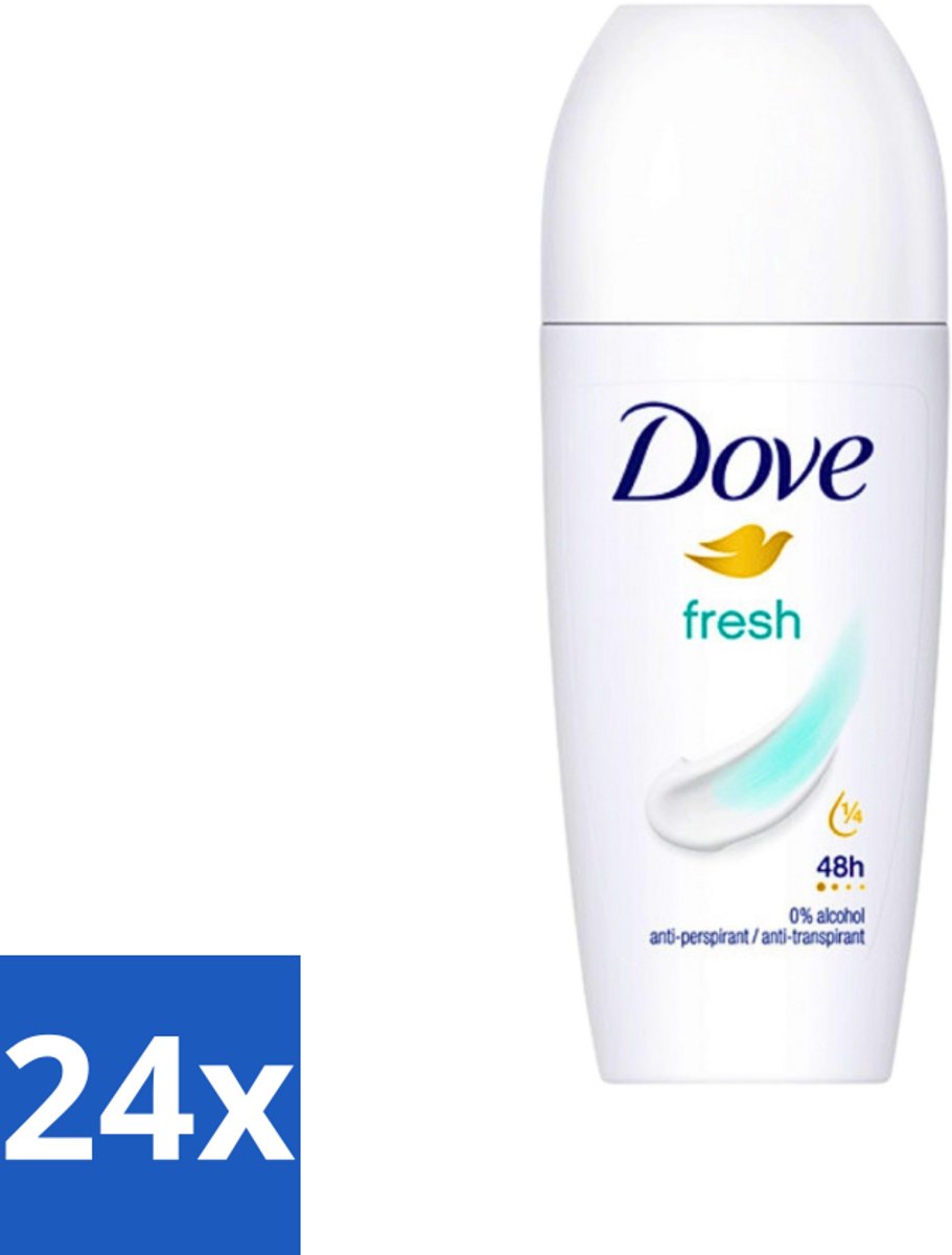 24 x Dove Fresh - Deodorant Roll-on - Anti-Transpirant - 50 ml - Deodorant - Antitranspirant - Dove - Frisse Geur - 48 Uur Bescherming
