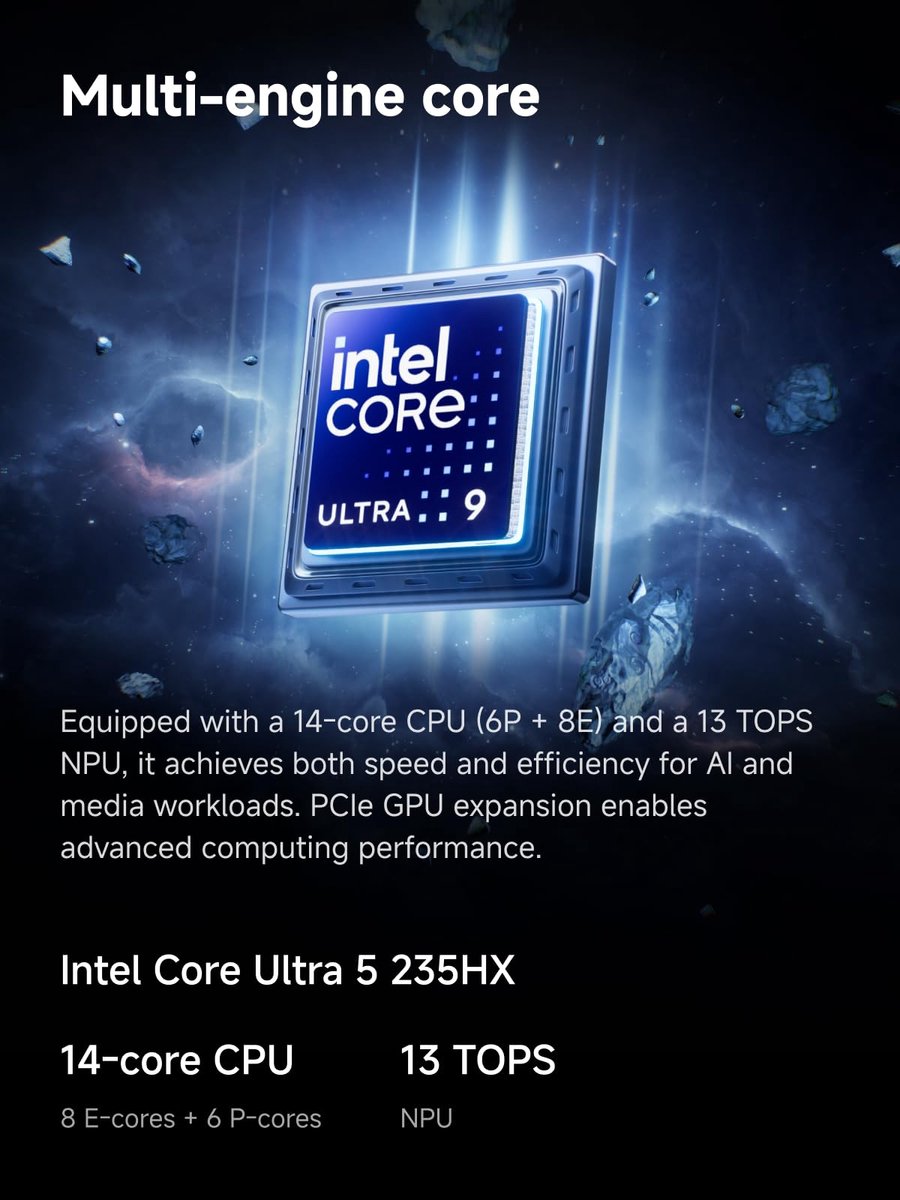 MINIS FORUM MS-02 Ultra Workstation Mini PC, Intel Core Ultra 5 235HX(14C/14T, tot 5.1GHz), PCIe 5.0 x16, 4× DDR5 - ShopVlot