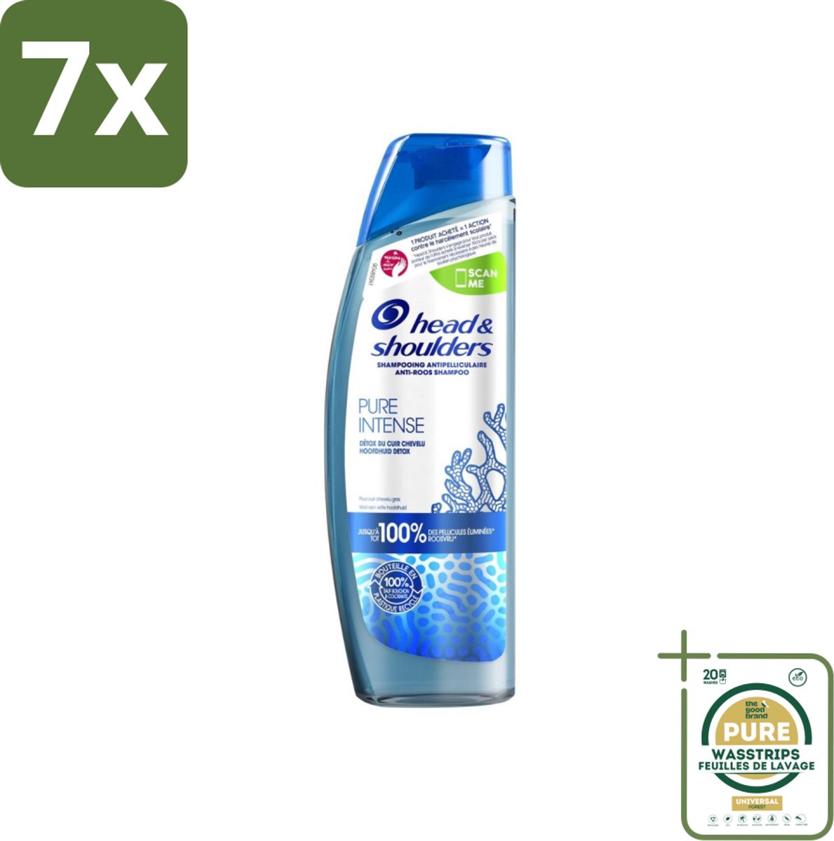 7 x Head & Shoulders - Anti-Roos Shampoo - Pure Intense - Hoofdhuid Detox - 250 ml - Grootverpakking - Hoofdhuid Detox - Roosbestrijding - Hoofdhuid Reinigen - Schone Hoofdhuid - Haar Gezond