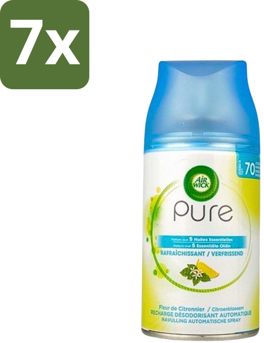 7 x Air Wick Freshmatic - Luchtverfrisser Navulling - Pure Essentiële Oliën Verfrissend - 250ml - Luchtverfrisser - Geurverspreider - Essentiële Oliën - Frisse Geur - Automatische Geur