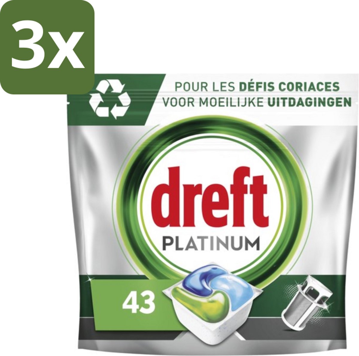 3 x Dreft Platinum - All In One - Vaatwascapsules - 43 Afwasbeurten - Vaatwasmiddel - Vaatwascapsules - Vaatwasser Reinigen - Vaatwasmiddel Capsule - Vaatwasmiddel 43 Wasbeurten