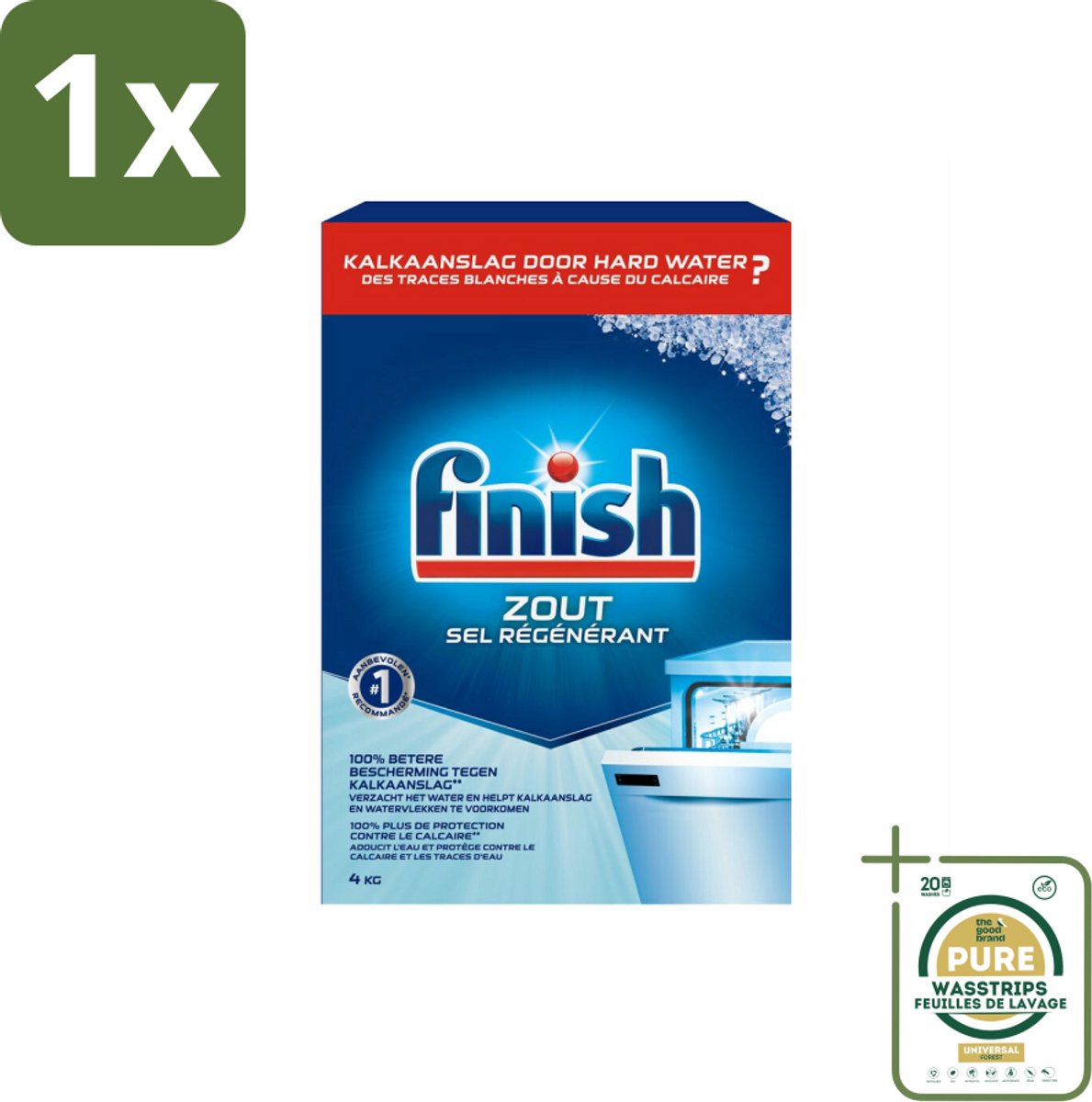 1 x Finish Vaatwasmachine Zout 4 kg- Vaatwasmachine Zout - Kalkvoorkomend - Vaatwasmachine Bescherming - Kalkaanslag Voorkomen - Vaatwasmachine Filter Bescherming