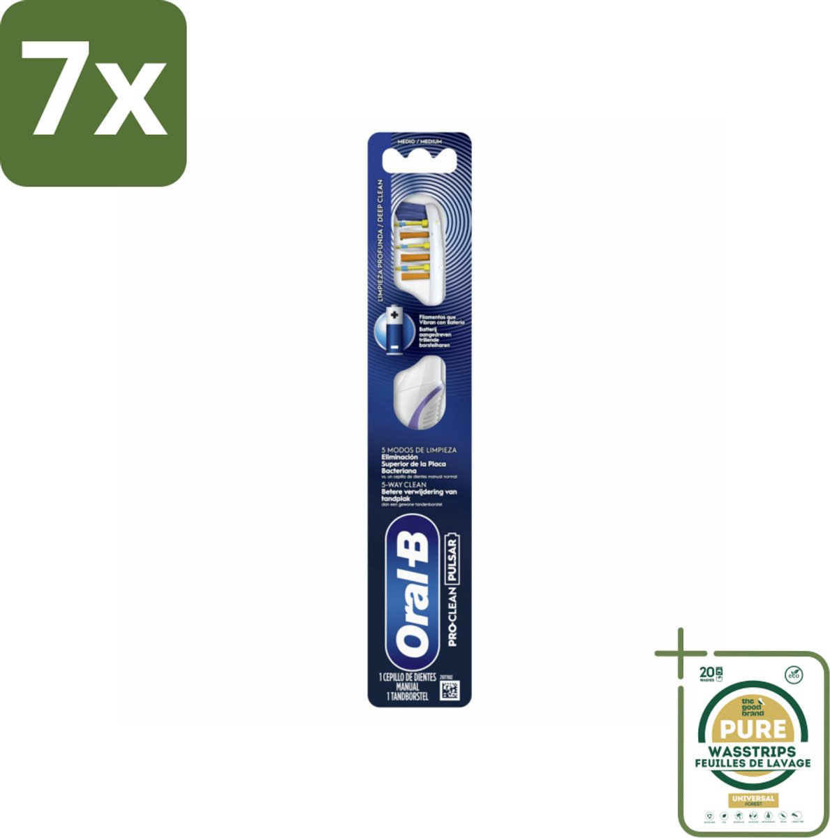 7 x Oral-B - Pro-Clean Pulsar – Tandenborstel – Medium – Manueel - Grootverpakking - Koffiezetapparaat