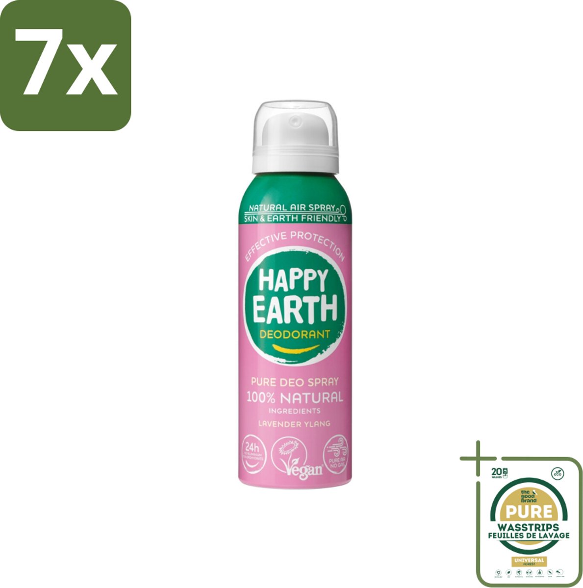 7 x Happy Earth – Deodorant Spray – 100% Natuurlijk Lavender Ylang – 100 ml - Grootverpakking - 100% Natuurlijke Deodorant - Natuurlijke Deodorant Spray - Deodorant Zonder Aluminium - Deodorant Met Lucht - Deodorant Lavendel Ylang