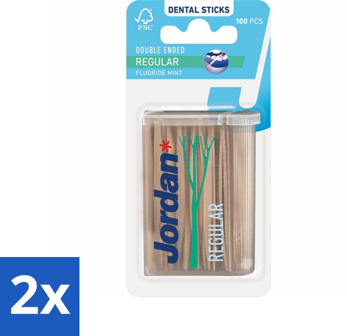 Jordan Tandenstokers Double Ended Regular 100 stuks per verpakking - Voordeelverpakking - 2 stuks