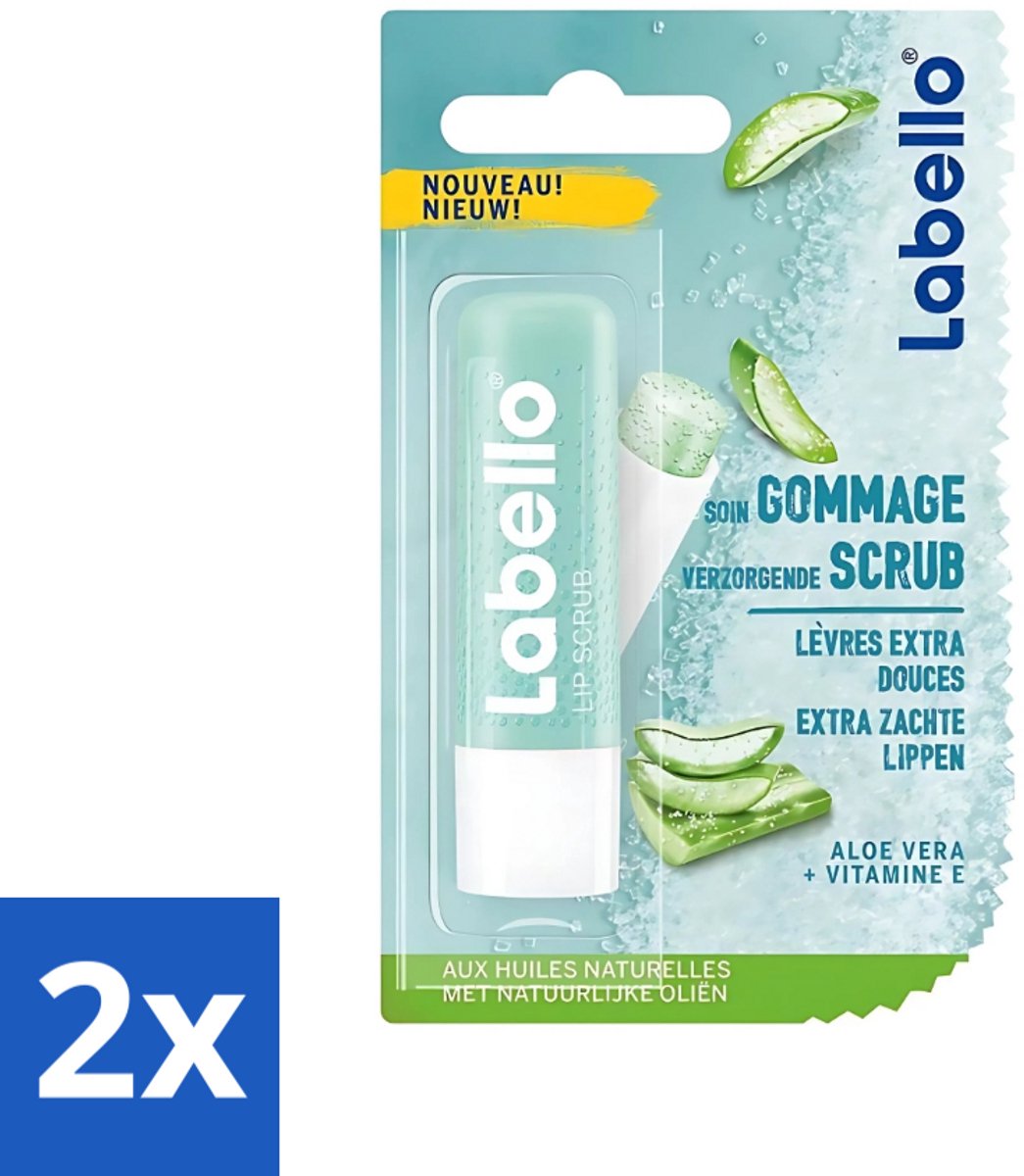Labello - Verzorgende Lipscrub - Aloe Vera - Exfoliërend & Hydraterend - 4.8 g - Voordeelverpakking - 2 stuks