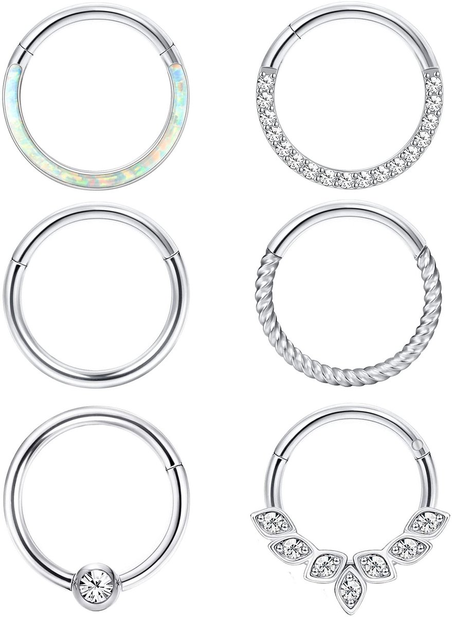 Solidchoice - Set van 6 Chirurgische Staal Neusringen