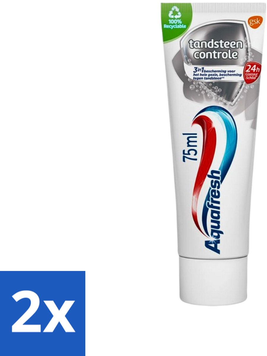 Aquafresh Tandpasta Tandsteen Controle Frisse Adem 75 ml - Voordeelverpakking - 2 stuks