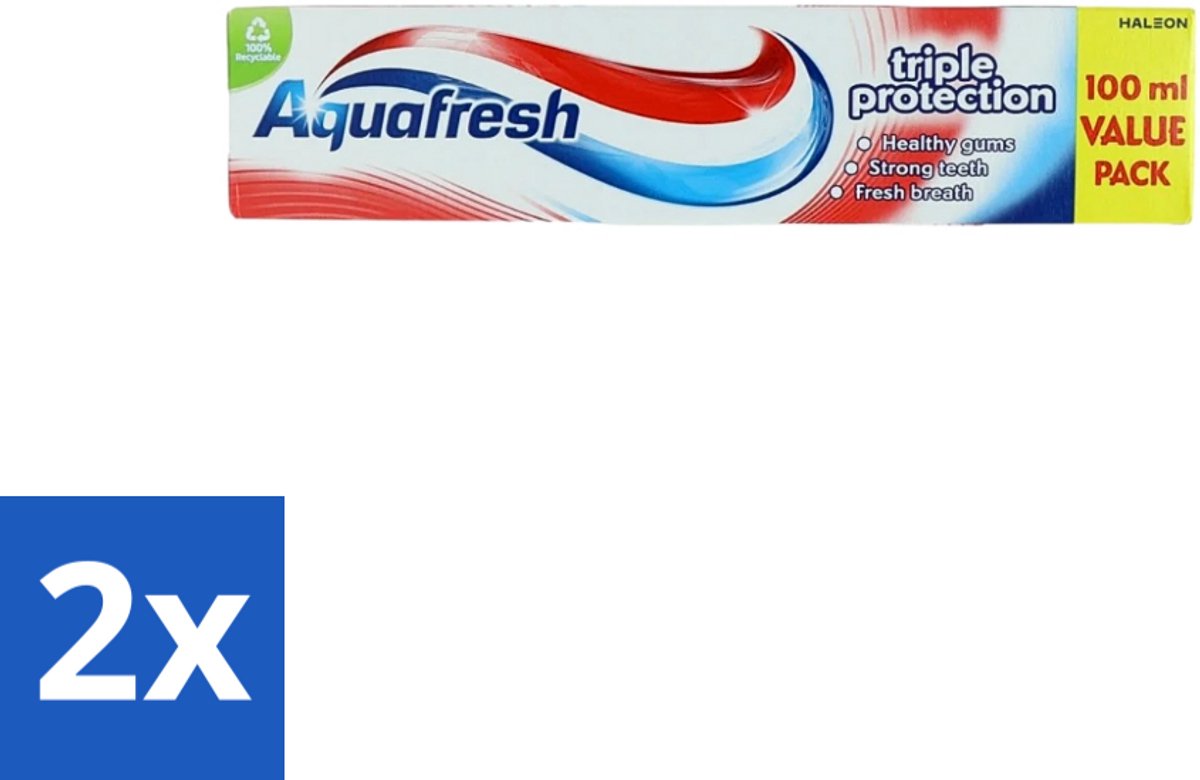 Aquafresh - Tandpasta - Triple Protection - Sterke Tanden & Gezond Tandvlees - 100 ml - Voordeelverpakking - 2 stuks
