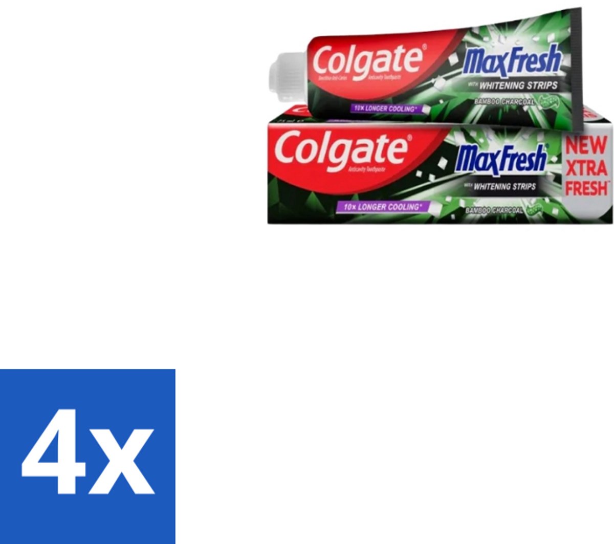 4 x Colgate – Tandpasta – MaxFresh Whitening Bamboo Charcoal – 100 ml - Tandpasta - Witte Tanden - Ademverfrissend - Bamboe Houtskool - Mondverzorging