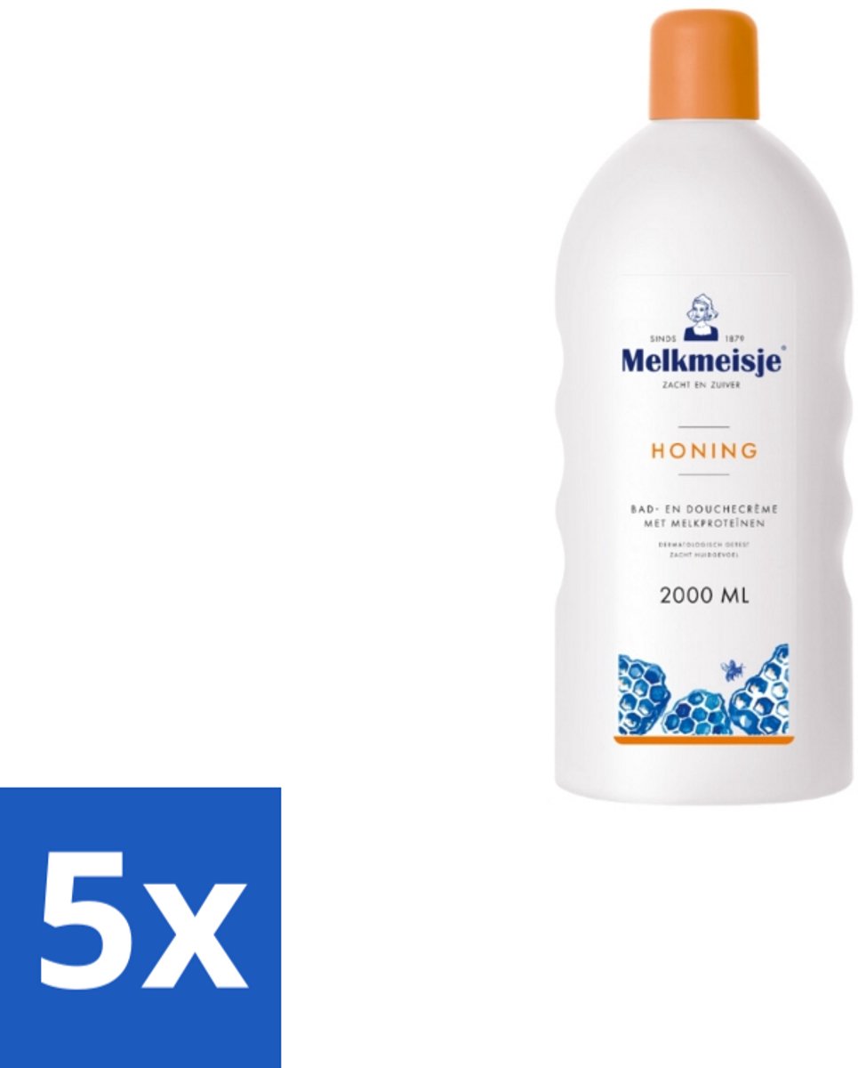 Melkmeisje Bad en Douche Crème Honing 2000 ml - Bulkverpakking - 5 stuks