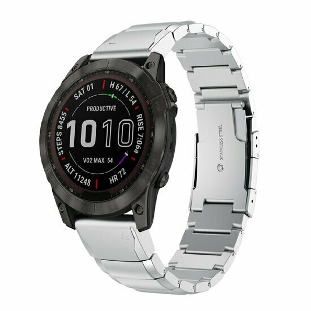 By Qubix - Geschikt voor Garmin bandje - 22mm Quickfit - Stainless steel schakelband - Zilver - Geschikt voor Garmin Fenix 9 / 9 pro - 47mm