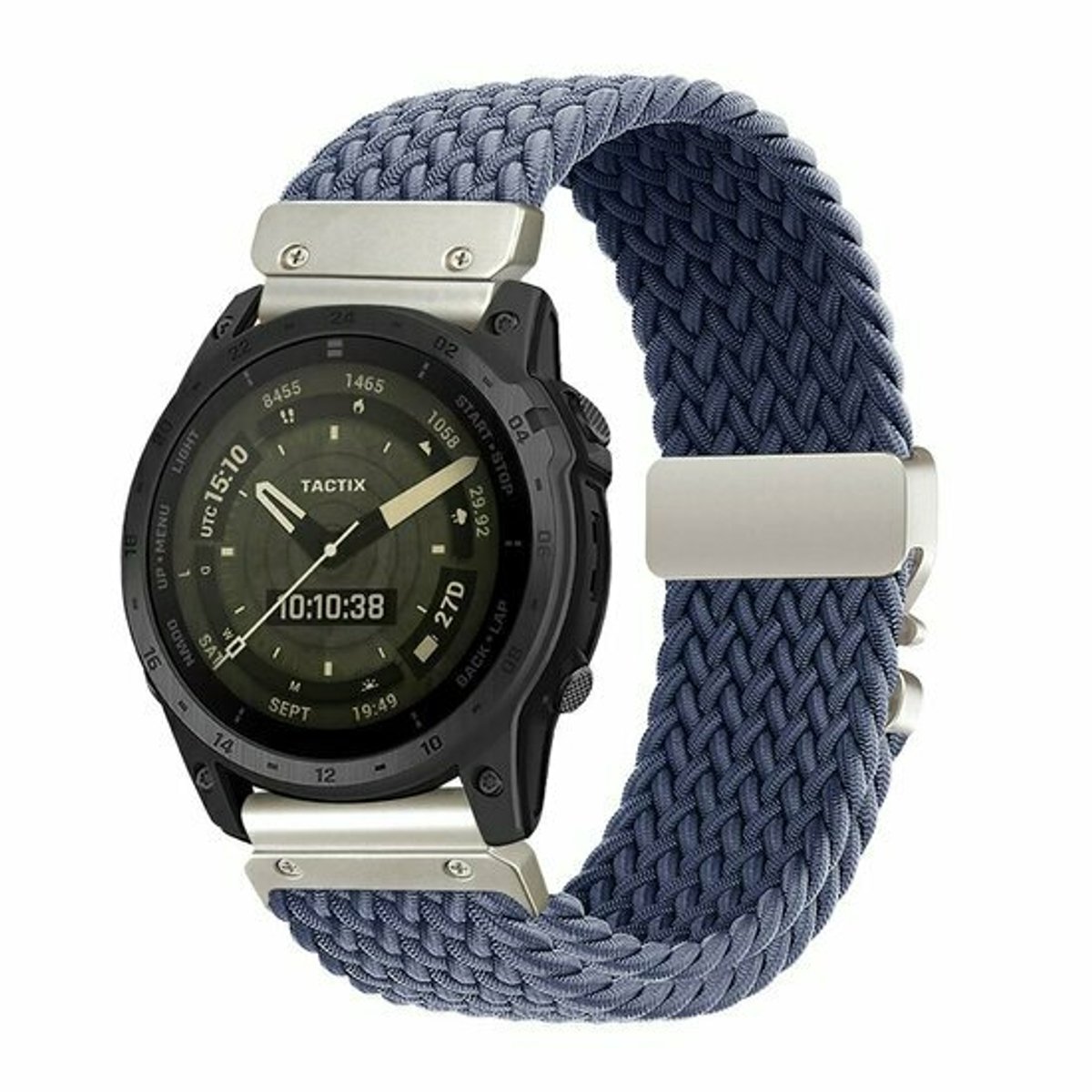 By Qubix - Geschikt voor Garmin bandje - 20mm Quickfit - Braided nylon band met parachute sluiting - Blauwgrijs - Geschikt voor Garmin Fenix 9 / 9 pro - 43mm