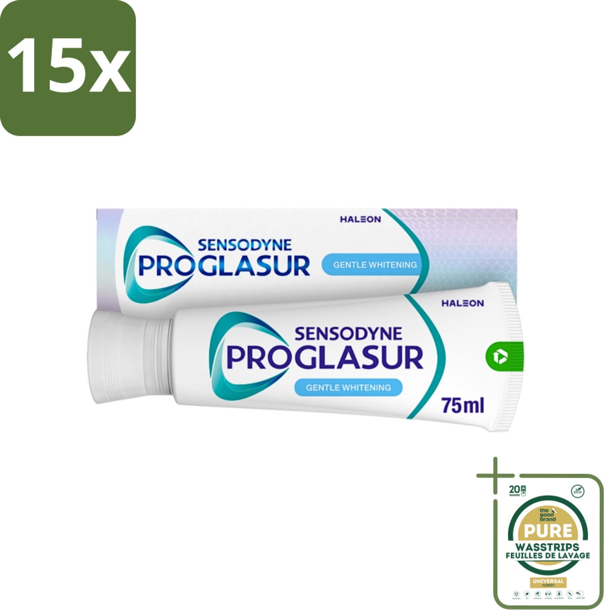 15 x Sensodyne - Tandpasta - Proglasur Gentle Whitening - Verheldert Glazuur - 75 ml - Grootverpakking - Tandpasta - Tanden Witter Maken - Tandglazuur Versterken - Tanderosie Beschermen - Fluoride