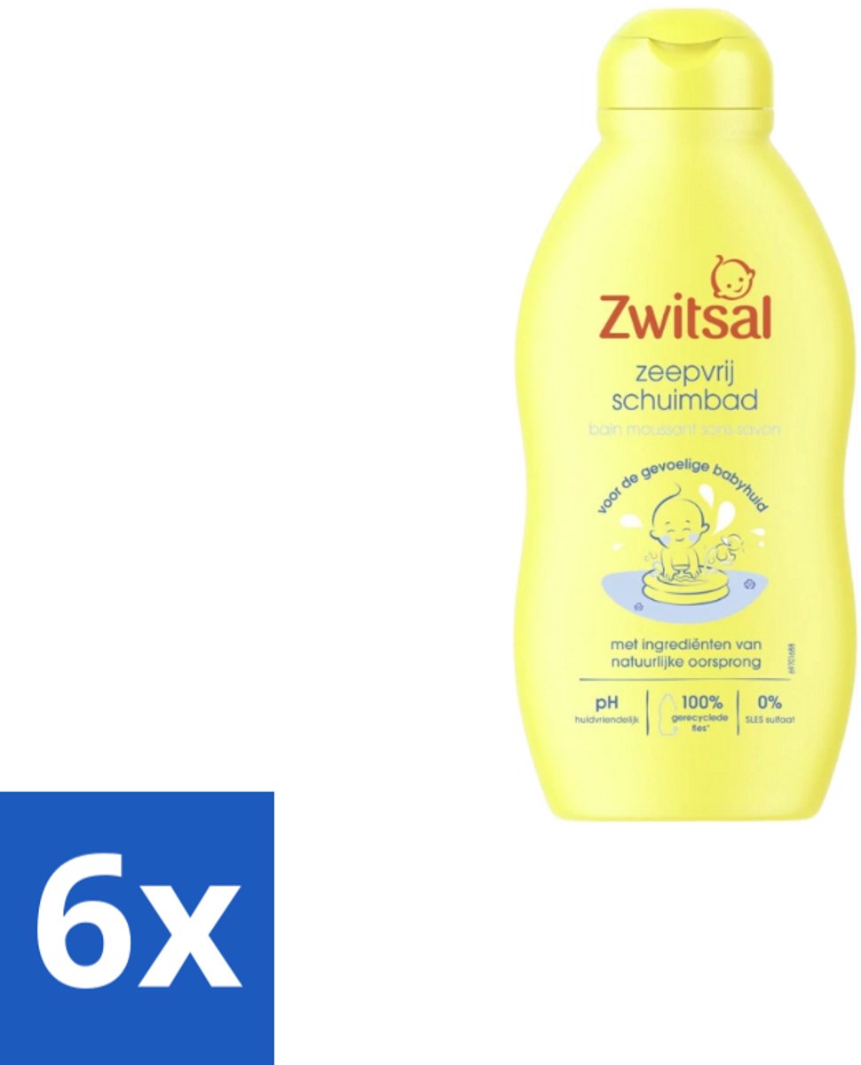6 x Zwitsal – Schuimbad – Zeepvrij – 200 ml - Babybad - Zeepvrij Schuimbad - Babyhuid Verzorging - Zachte Bad - Huidbescherming