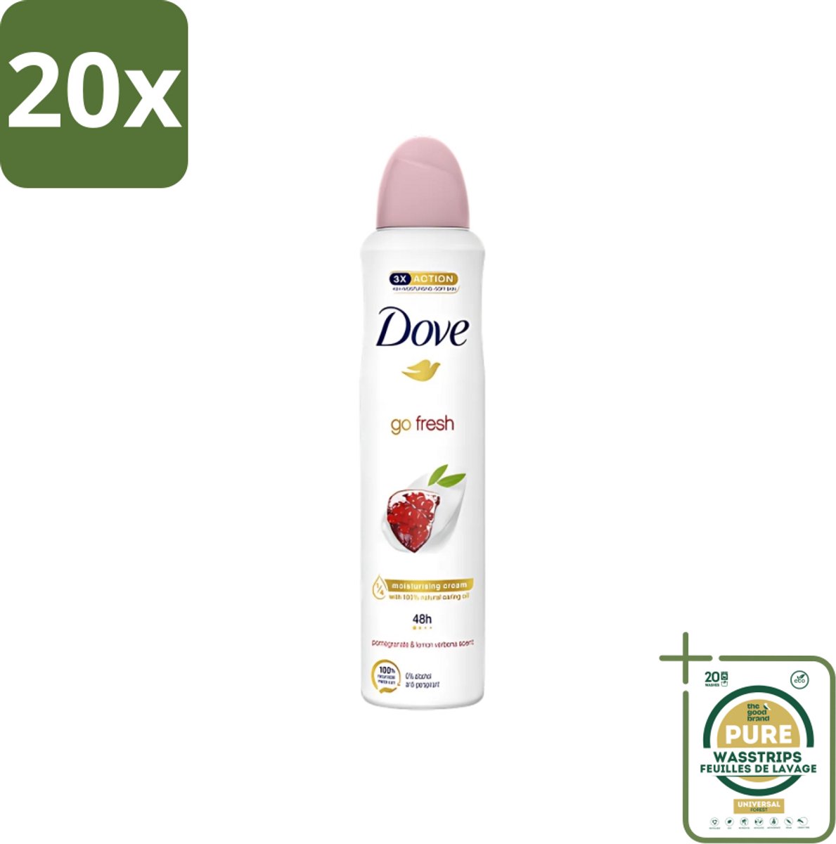 20 x Dove - Deodorant - Spray Go Fresh - Granaatappel - Fruitige geur - 250 ml - Grootverpakking - Dove Deodorant Spray - Granaatappel - Citroenverbena - Fruitige Geur - Anti-Transpirant