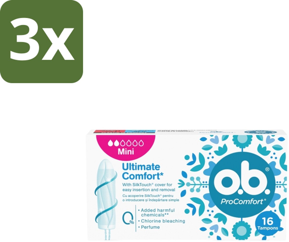 3 x OB – Tampons – ProComfort Mini – Comfort Fit - Tampons - Mini Tampons - Comfort Fit - SilkTouch™ Layer - Menstruatie