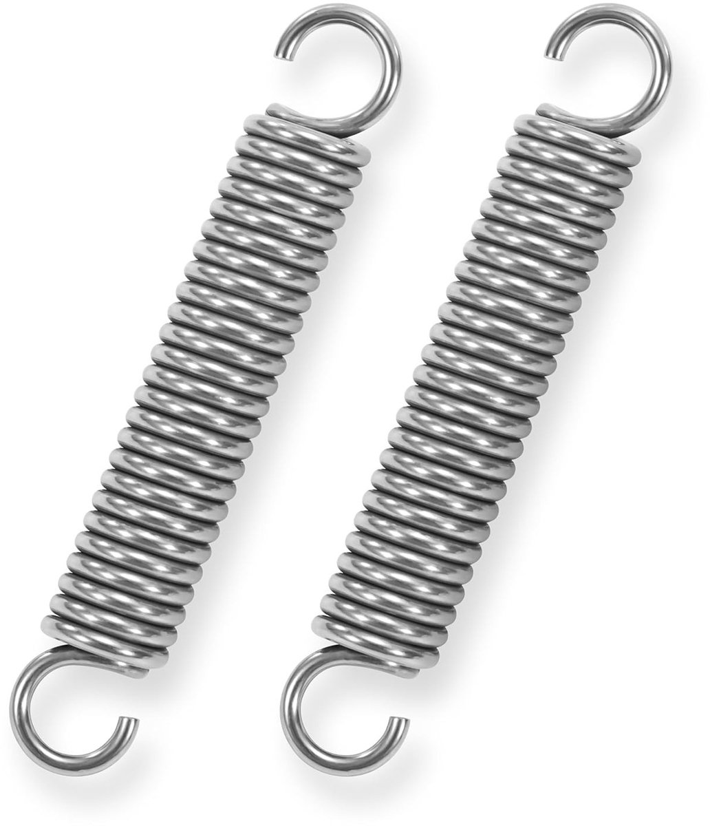 Rvs spiraalveren met haak, spanning veer, 70 mm, buitendiameter 12 mm, draaddiameter 2 mm, maximale trekkracht 12 kg, set van 2 stuks, ideaal voor mechanische toepassingen en hobbyprojecten