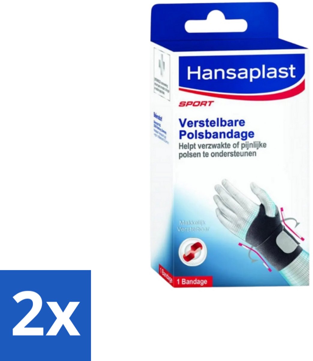 2 x Hansaplast – Sport Polsbandage – Verstelbaar – Universele Maat - Polsbandage - Sportpolsbandage - Verstelbare Polsbandage - Polssteun - Polsbescherming
