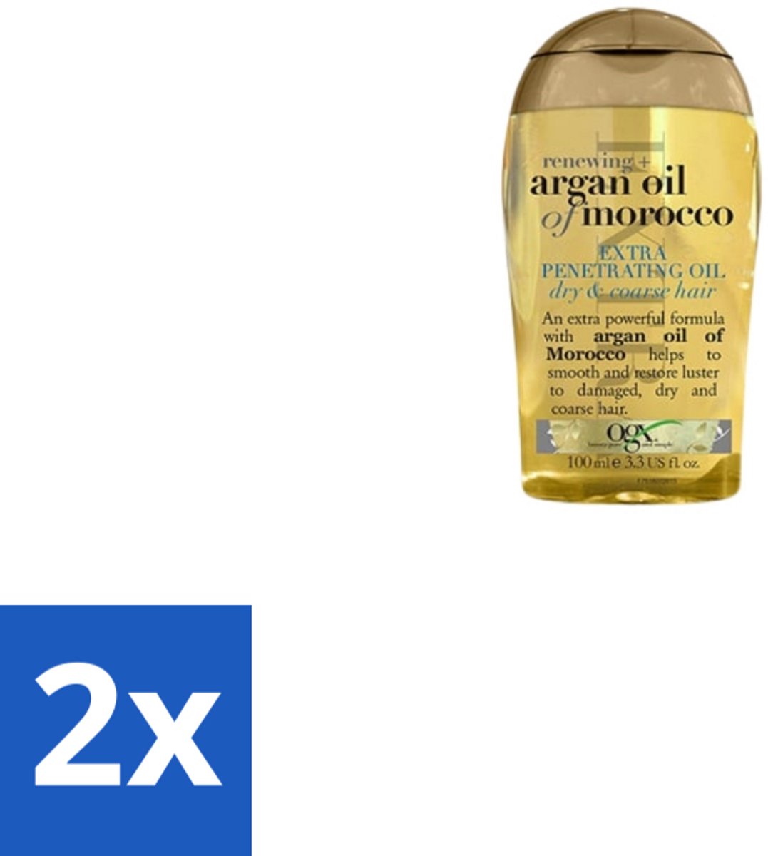 2 x OGX Penetrating Argan Oil of Morocco Extra 100 ml - Haartype - Haarherstel - Haarbescherming - Haarvoeding - Arganolie