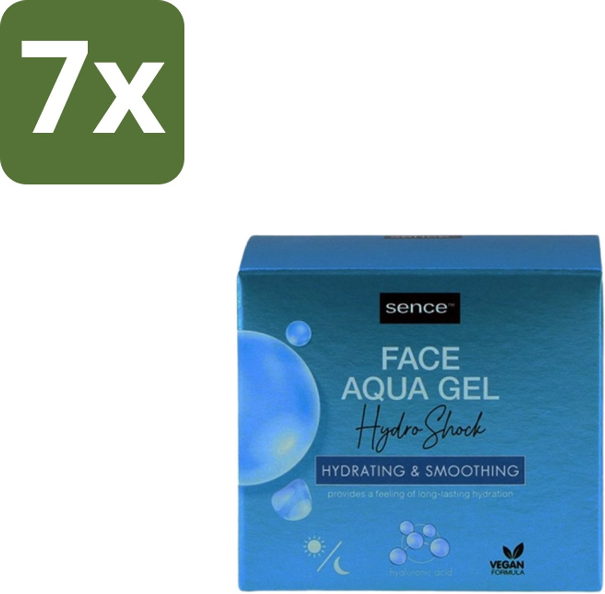 7 x Sence – Dagcrème – Aqua Gel Hydro Shock 2-in-1 – 50 ml - Hyaluronzuur Serum - Hydratatie - Huid Verzorging - Stralende Huid - Fijne Lijntjes