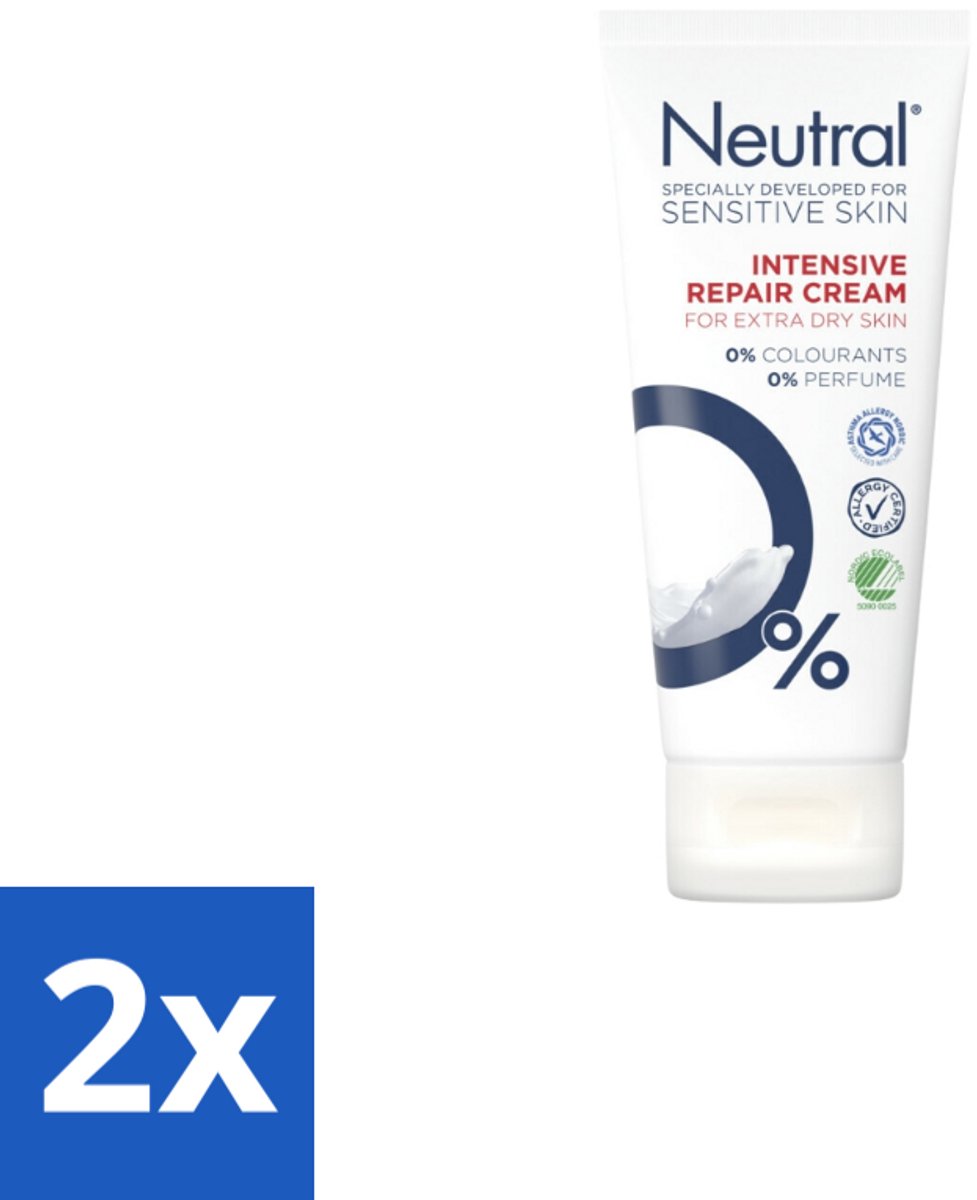 2 x Neutral – Bodycrème – 0% Intensive Repair – 100 ml - Gevoelige Huid - Droge Huid - Herstelcrème - Vochtigheid - Allergie