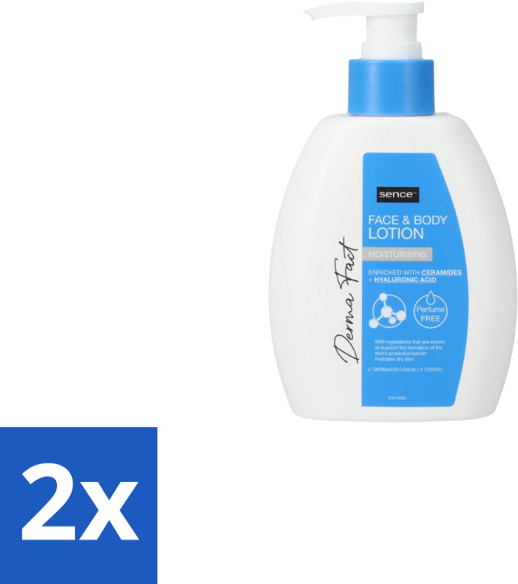2 x Sence Face & Body Lotion Derma Moisturising 250 ml - Hydraatatie - Huidbarrière - Ceramiden - Hyaluronzuur - Gezicht En Lichaam