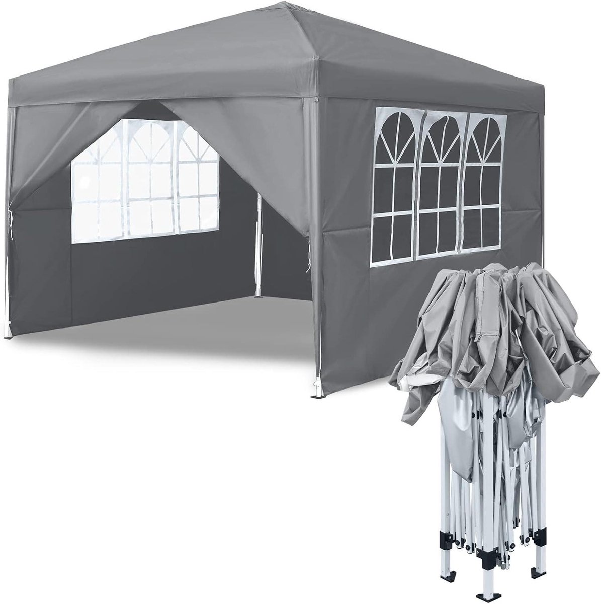 Klap Gazebo - Feesttent Tuin - Buitenfeest Organiseren - Snelle Opbouw - 2.5 x 2.5m - Grijs
