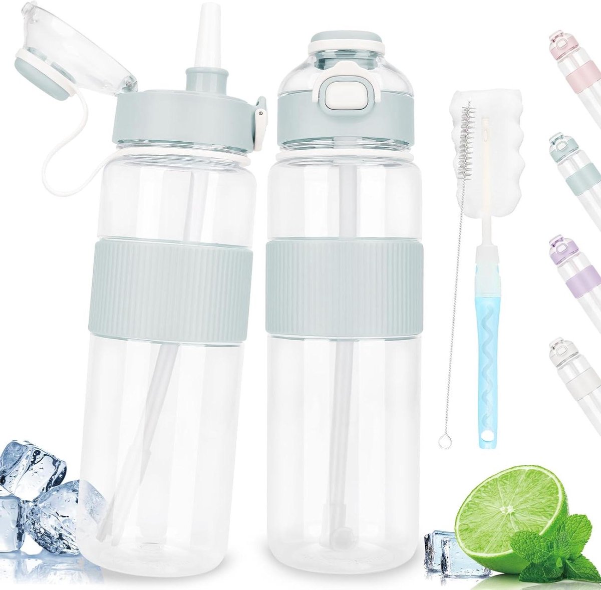 Drinkfles - Waterfles - Sport en Outdoor - Lekvrij en met rietje - 1 Liter - Blauw
