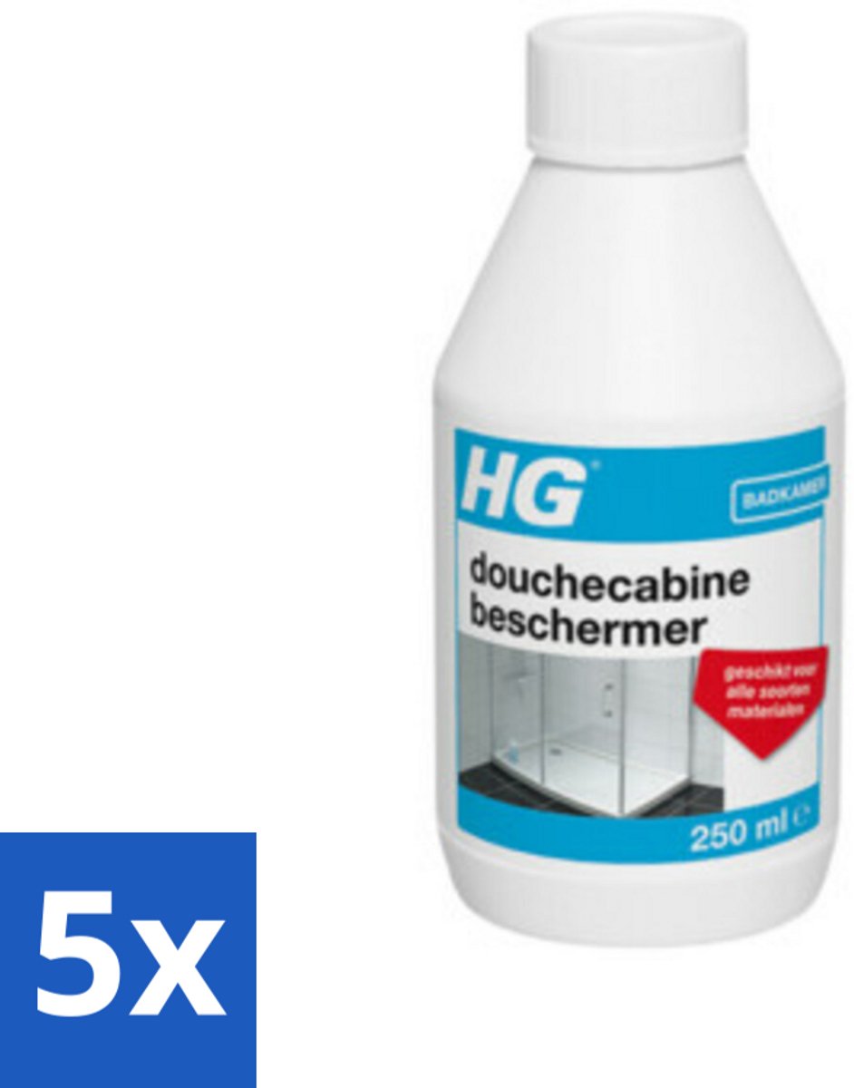 5 x HG Douchecabine Beschermer 250 ml - Douchecabine Beschermer - Kalkaanslag Bestrijden - Vuilafstotend - Waterafstotend - Badkamer Schoonhouden
