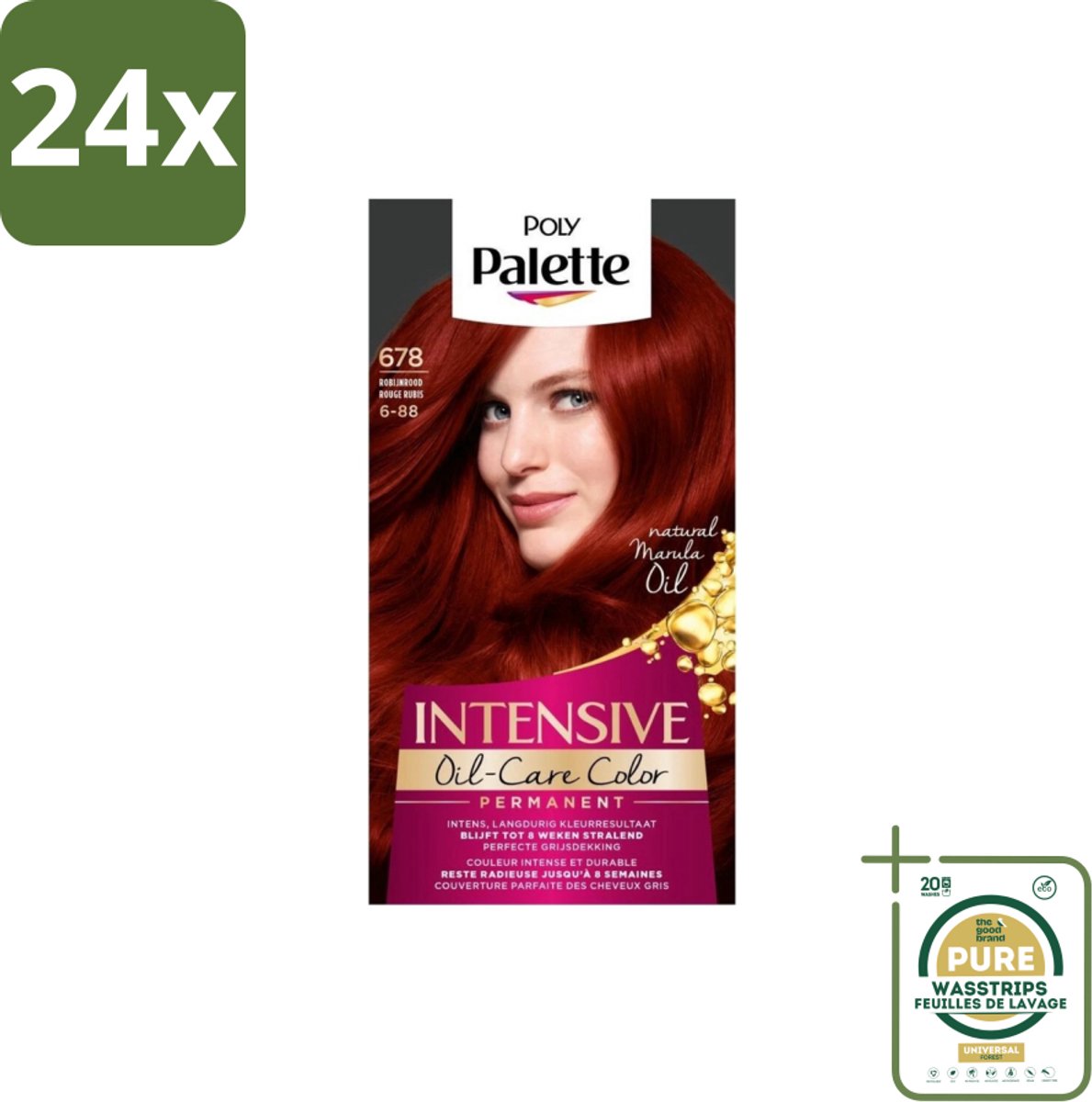 Poly Palette – Haarverf – 678 Robijnrood / 6-88 – 115 ml - Voordeelverpakking - 24 stuks - Langdurige Kleur - Grijsdekking