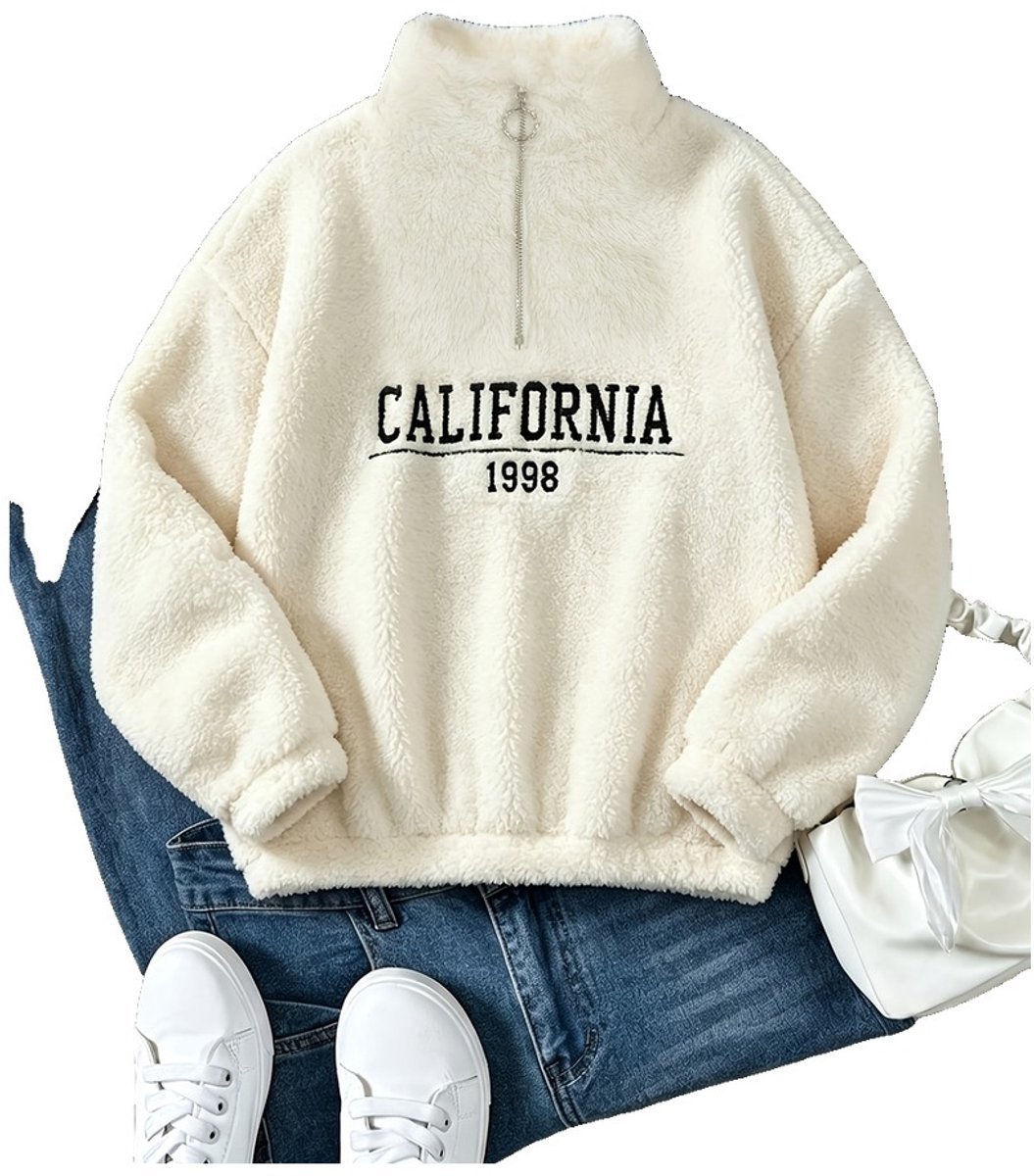 Currero Quarter Zip Meisjes Sweater Met Rits Jumper Quarterzip Hoodie Meisje Warme Trui Vest Lang Coltrui 9 Jaar Wit