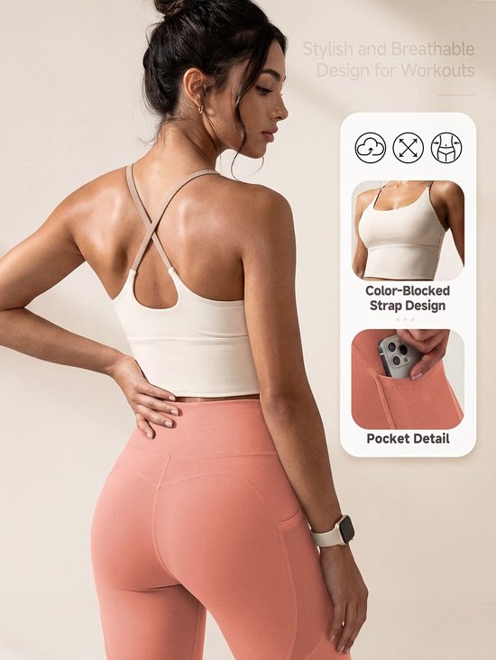 Currero Pilates Pak Dames - Yoga - Buttshaper - Gym - Fitness - Butt Lift - Bil Vergrotend - Heup Liftend - Yogakleding - Wit + Roze M — afbeelding 5