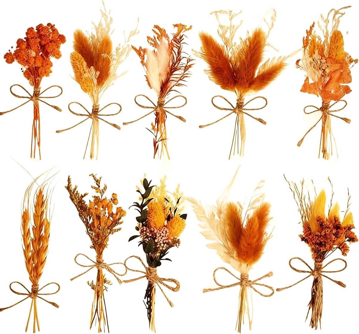Natuurlijke Mini Gedroogde Bloemen Boeket voor DIY Ambachten en Bruiloft Decoratie - 12 Bundels in Oranje