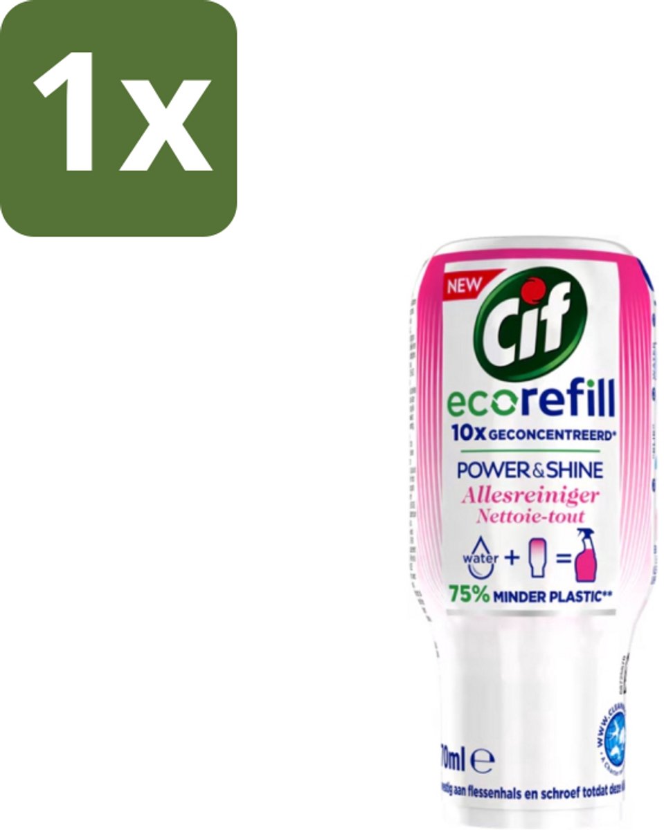 1 x Cif - Allesreiniger - Power & Shine Ecorefill Capsule - 70 ml - Ecorefill - Duurzame Reiniging - Krachtige Reiniging - Schoonmaken - Natuurlijke Reinigingskracht