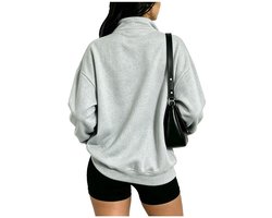 Currero Quarter Zip Dames - Sweater Met Rits - Jumper - Quarterzip - Hoodie - Warme Trui - Vest - Lang - Coltrui - Lichtgrijs L