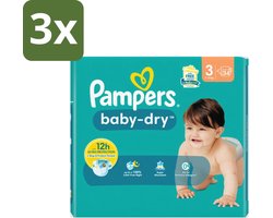 3 x Pampers – Luiers – Baby-Dry Maat 3 (6-10 kg) – 34 Luiers - Babyluier - Babydouche - Droge Luier - Luier Voor Baby - Luier 3 Kg