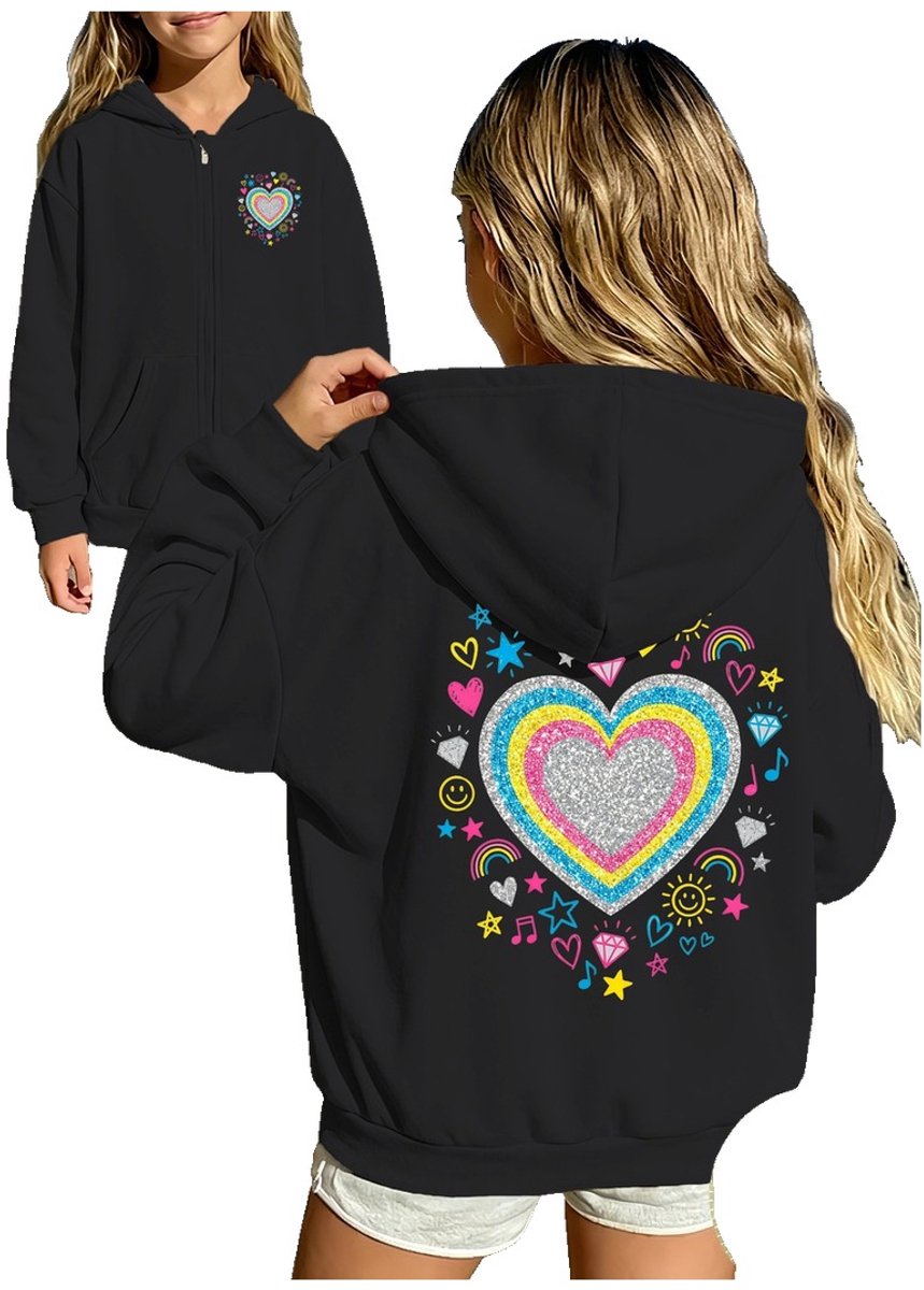 Currero Vest Meisjes Met Rits Sweater Meisje Cardigan Gebreid Sweaters Hoodie Warme Trui Lange Mouw 4-5 Jaar Zwart