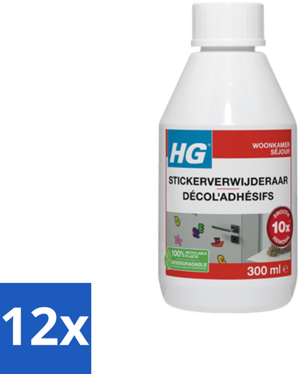 12 x HG Stickerverwijderaar 300 ml - Stickerverwijderaar - Lijm Verwijderen - Stickerresten - Hakstrepen Verwijderen - Schoonmaakmiddel