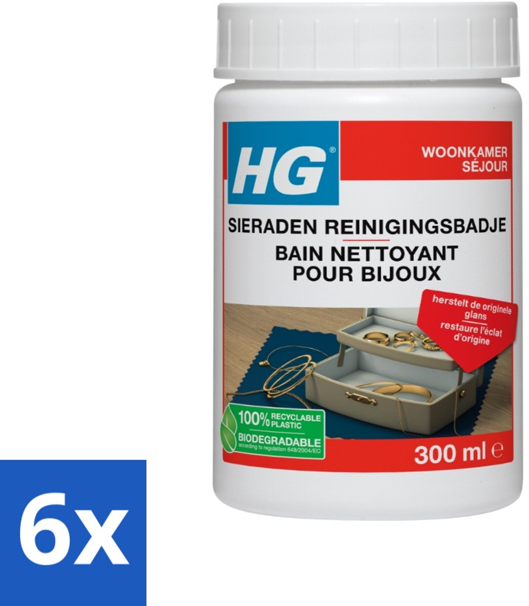 6 x HG Sieraden Reinigingsbad 300 ml - Sieraden Schoonmaken - Sieraden Reiniger - Sieraden Glanshersteller - Zilver Schoonmaken - Goud Schoonmaken