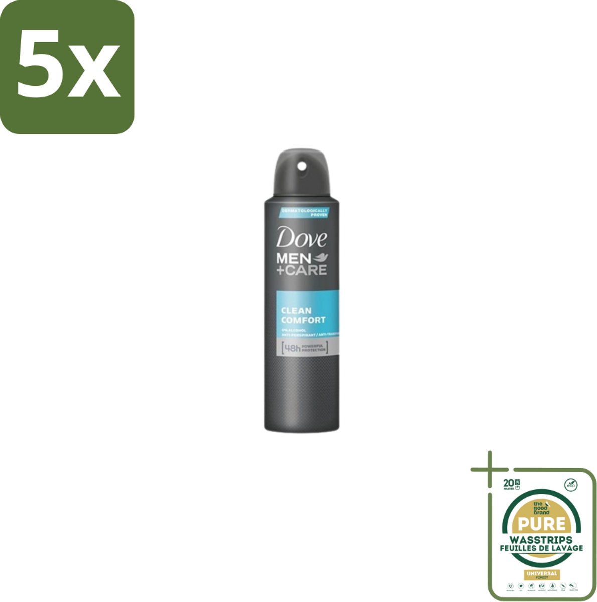 5 x Dove Men+Care – Deodorant Spray – Clean Comfort – 200 ml - Grootverpakking - Anti-transpirant Spray - Okselgeur - Frisse Geur - Schone Geur - Okselverzorging
