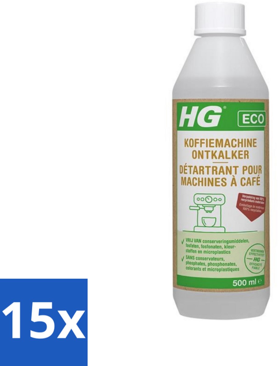 15 x HG Eco Koffiemachine Ontkalker Citroenzuur 500 ml - Koffiemachine Ontkalker - Citroenzuur - Kalkaanslag Verwijderen - Espresso Machine - Padkoffiemachine