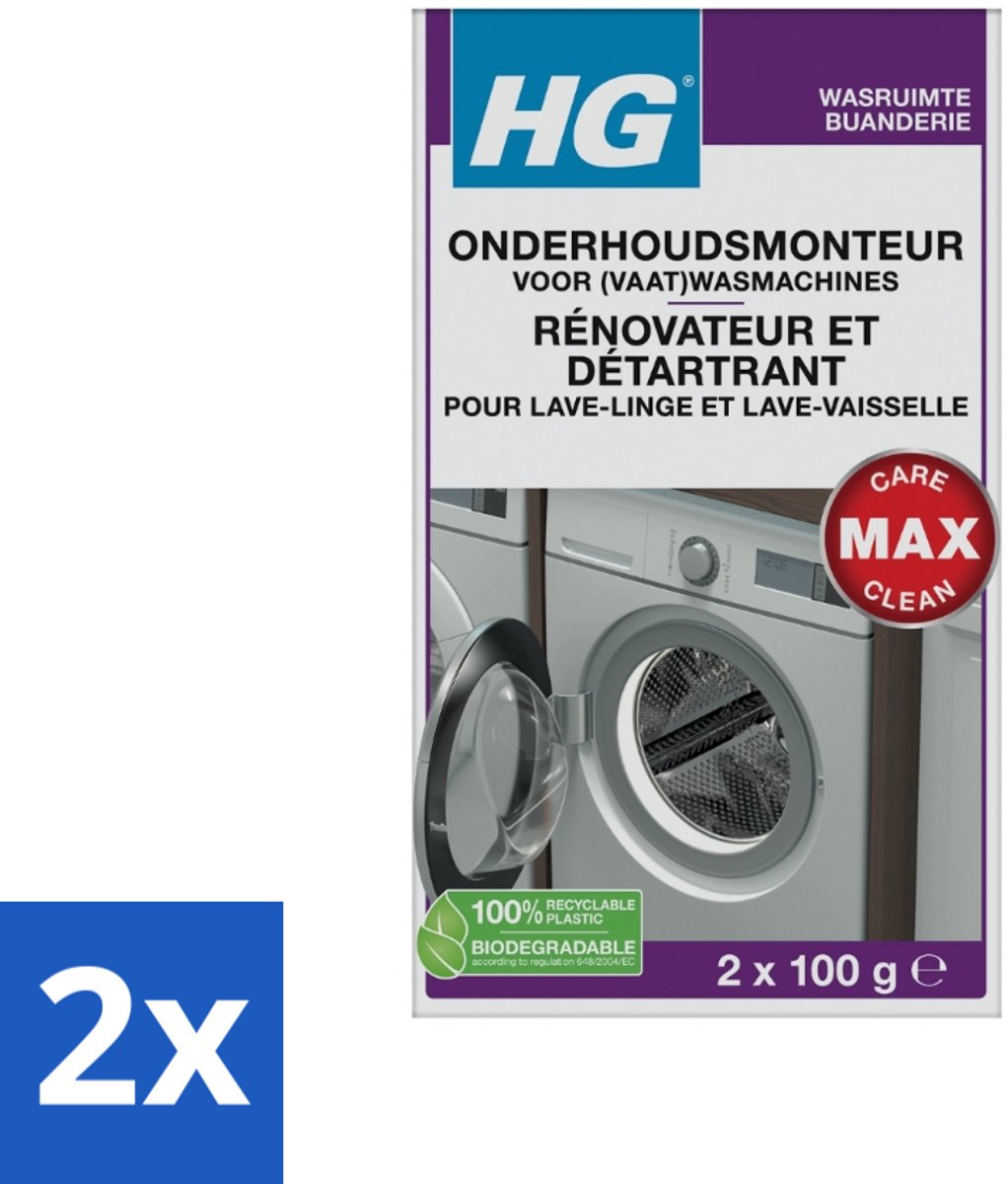 2 x HG Onderhoudsmonteur Voor (Vaat)Wasmachines 200 ml - Wasmachine Onderhoud - Vaatwasser Onderhoud - Kalk Verwijderaar - Vuil Verwijderen - Wasmachine Reiniging