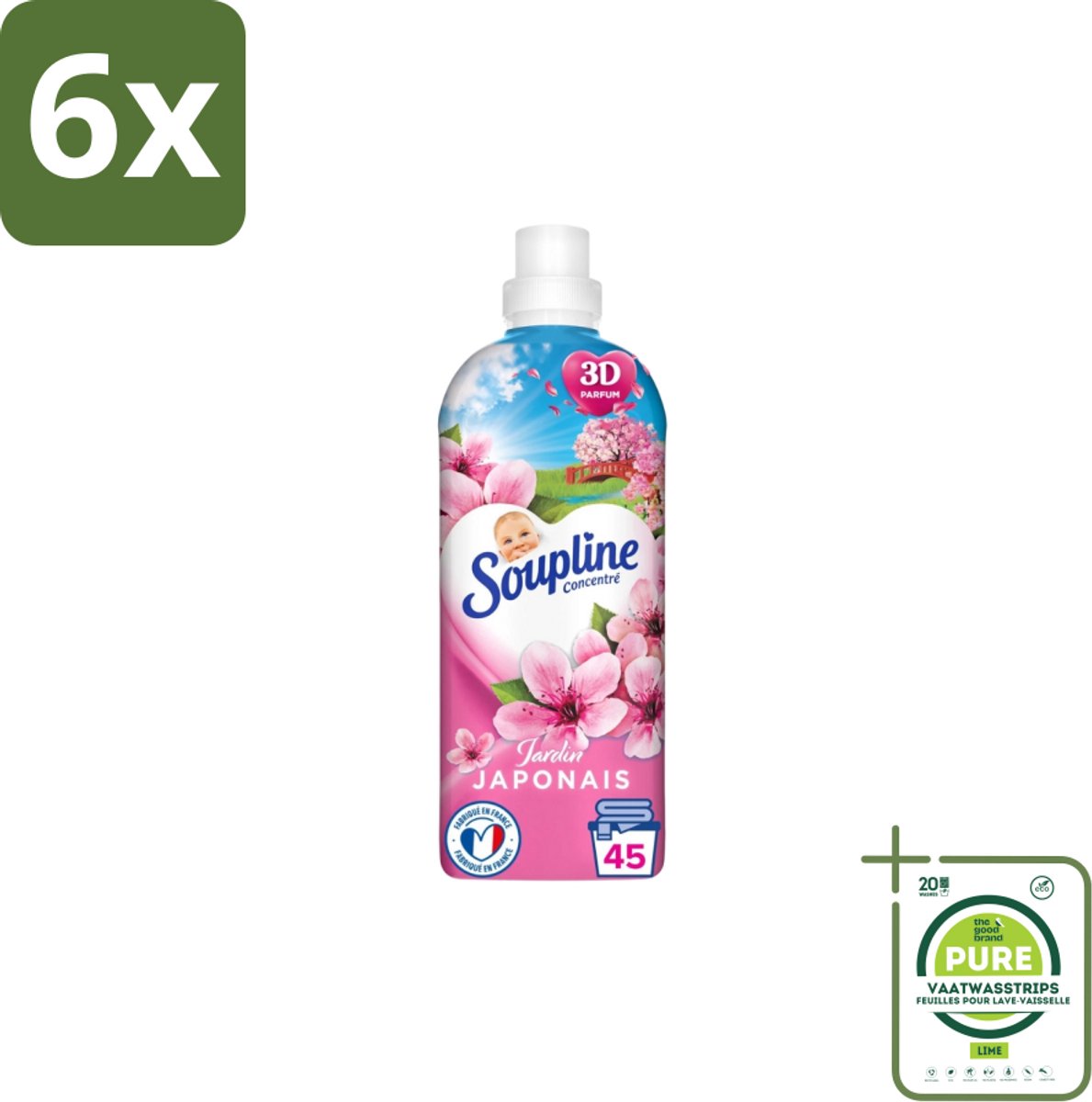 Soupline – Wasverzachter – Japanse Tuin – 950 ml - Voordeelverpakking - 6 stuks - Wasverzachter - Wasgoed